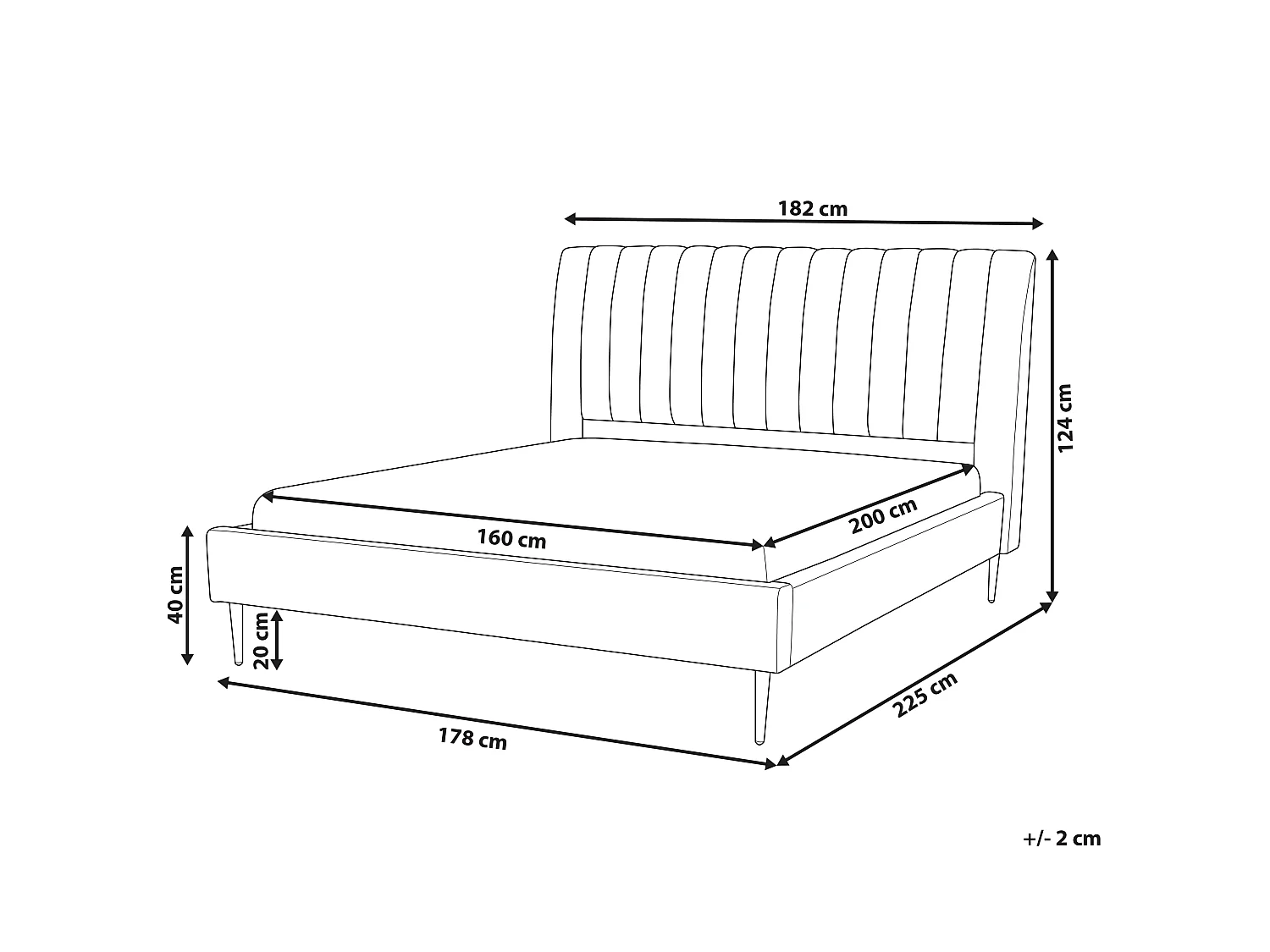 Lit avec sommier Velours MARVILLE 160 x 200 cm Beige sable