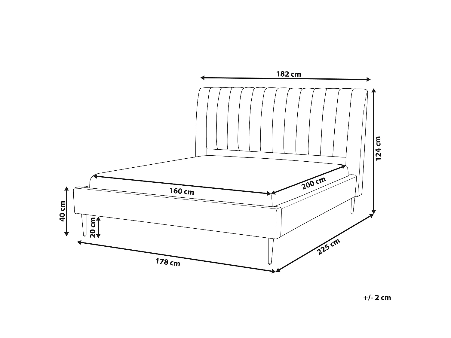 Bed Fluweel MARVILLE 160 x 200 cm Zandbeige