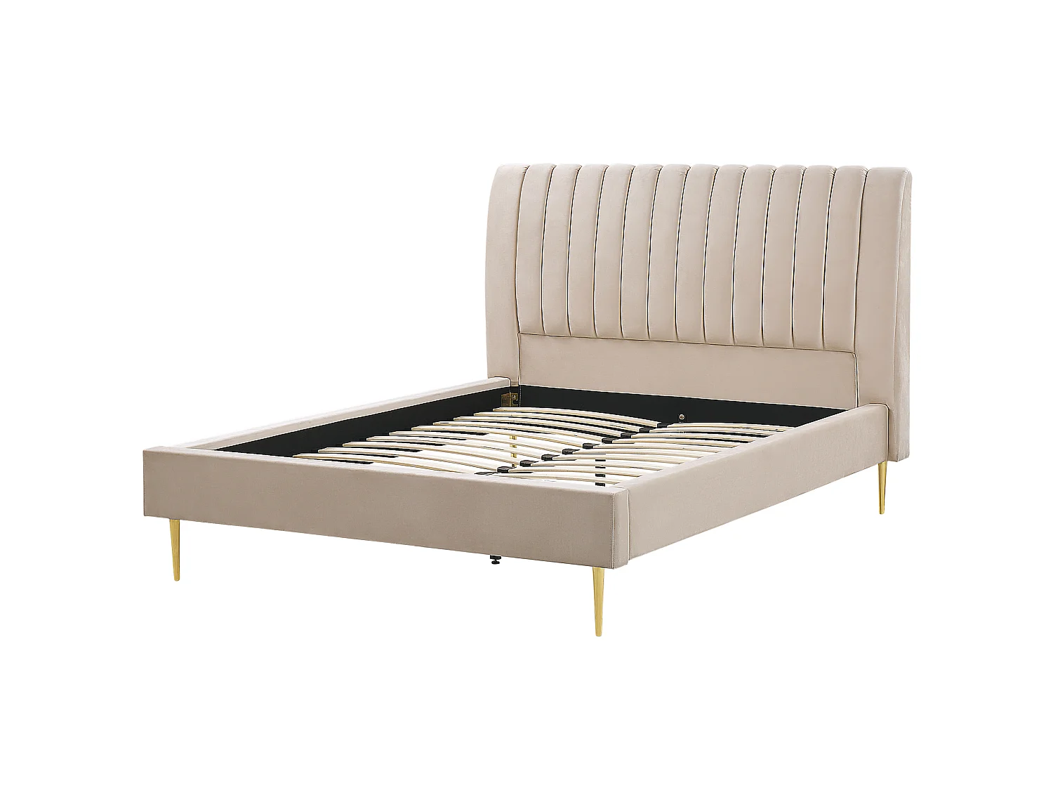 Bed Fluweel MARVILLE 160 x 200 cm Zandbeige