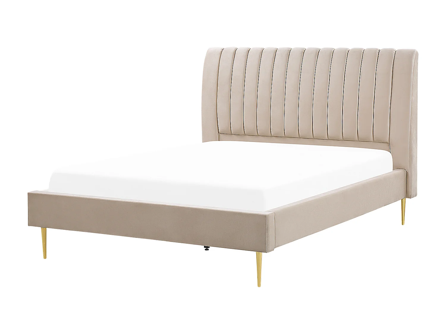 Lit avec sommier Velours MARVILLE 160 x 200 cm Beige sable