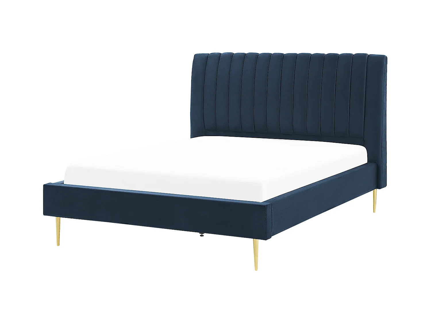 Lit avec sommier Velours MARVILLE 140 x 200 cm Bleu foncé