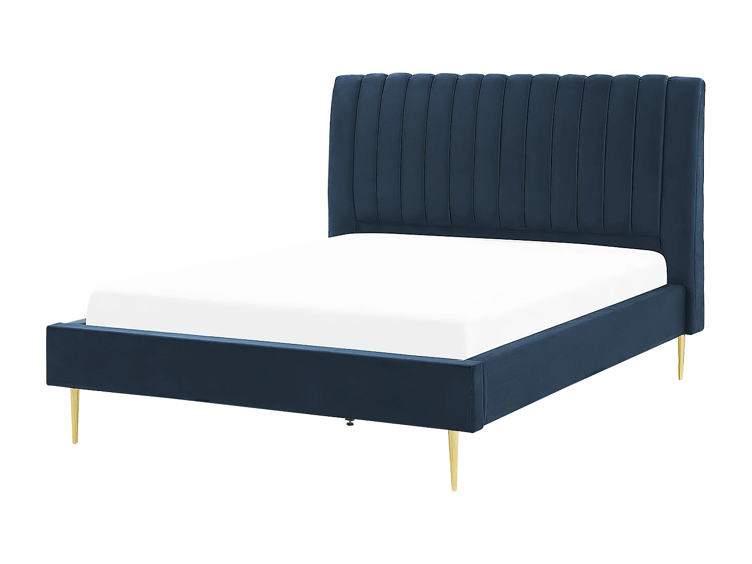 Lit avec sommier Velours MARVILLE 140 x 200 cm Bleu foncé