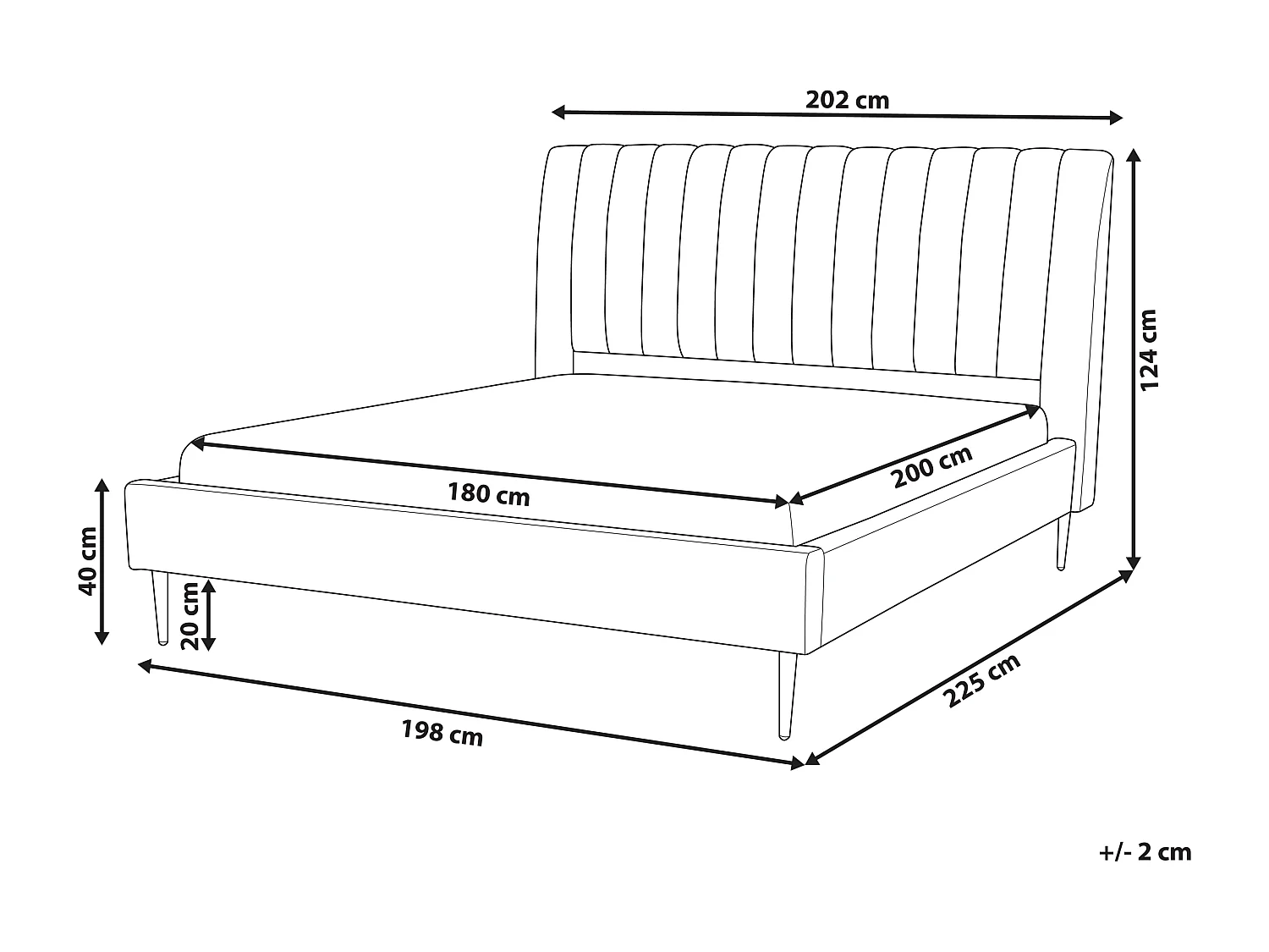 Bed Fluweel MARVILLE 180 x 200 cm Zandbeige