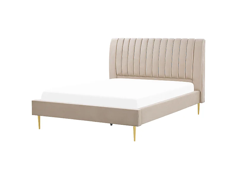 Lit avec sommier Velours MARVILLE 180 x 200 cm Beige sable