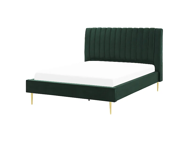 Lit avec sommier Velours MARVILLE 140 x 200 cm Vert émeraude
