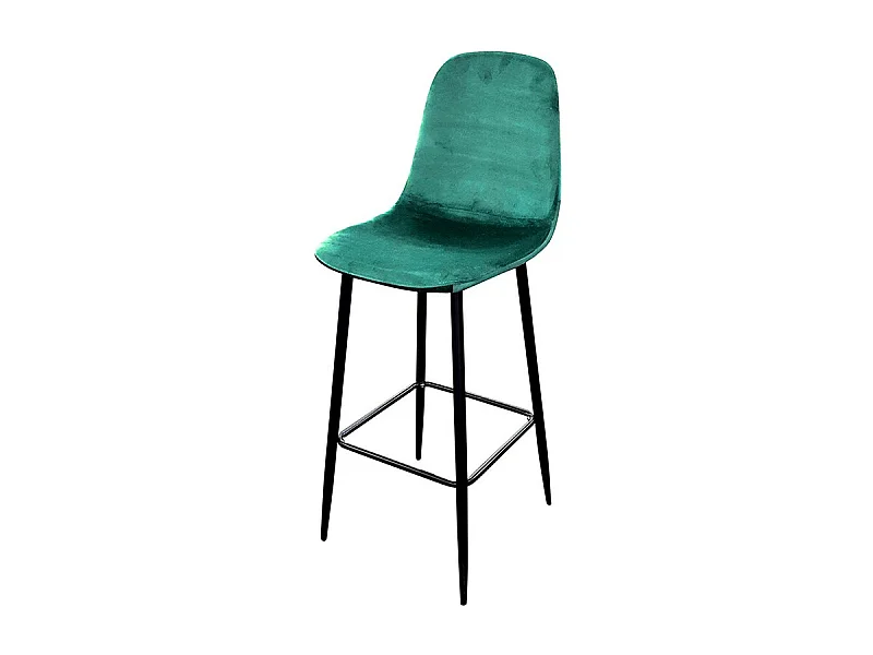 Tabouret de bar en velours vert pieds métal Inoui