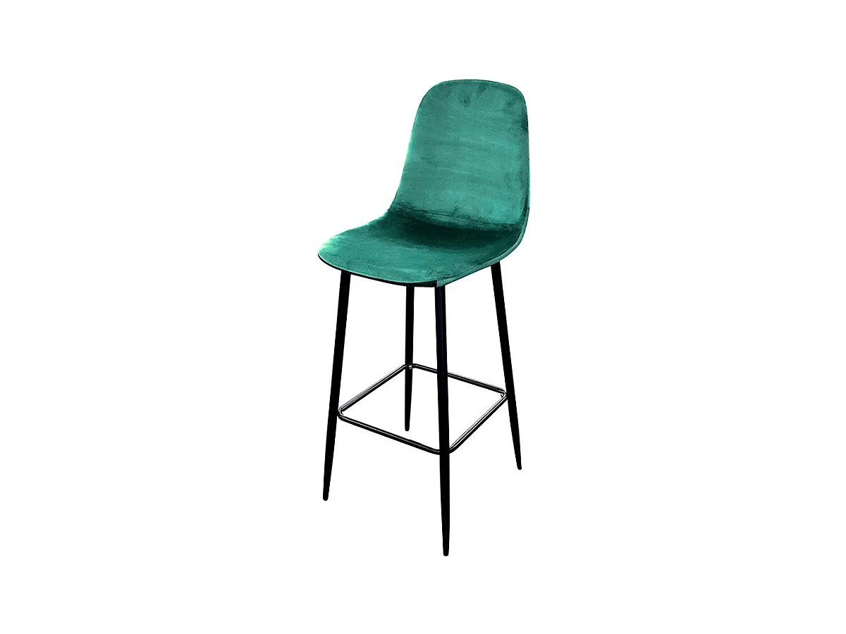 Tabouret de bar en velours vert pieds métal Inoui