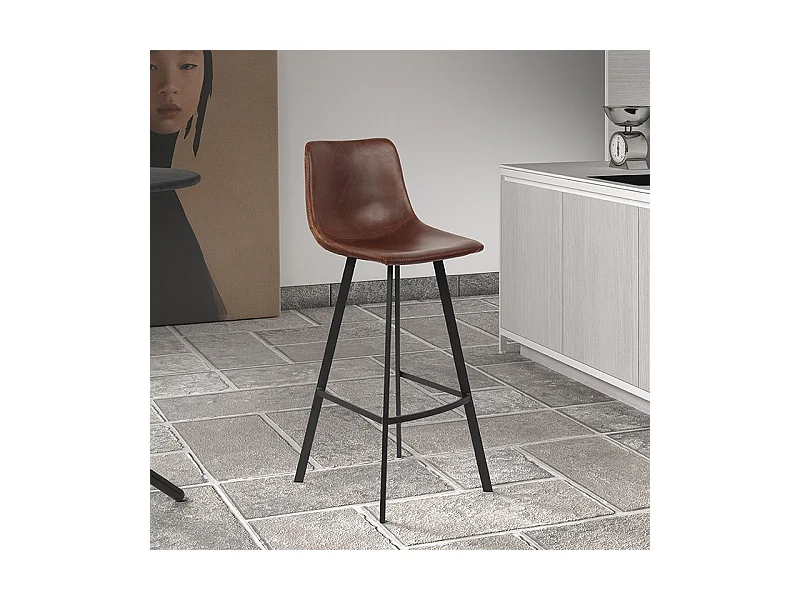 Tabouret de bar Ozan PU brun