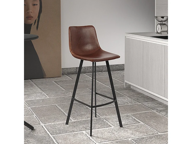 Tabouret de bar Ozan PU brun