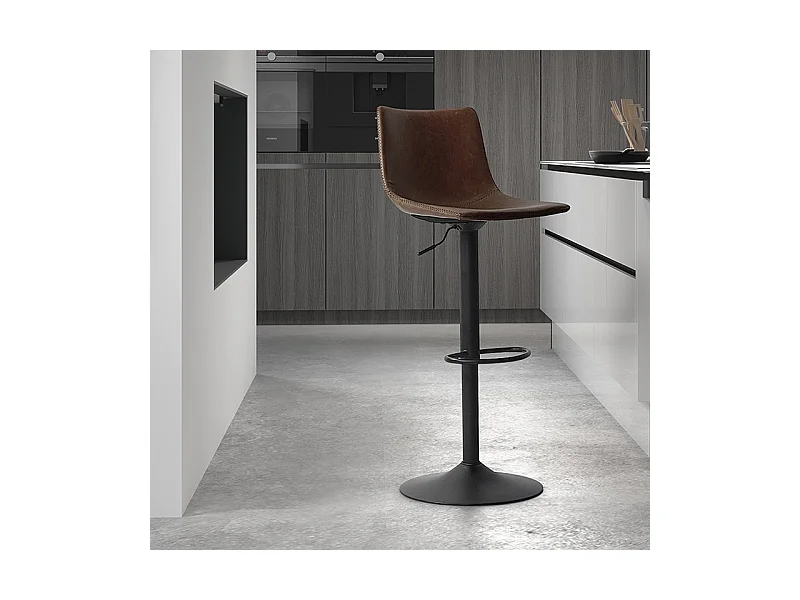 Tabouret de bar pivotant réglable Trevi PU brun