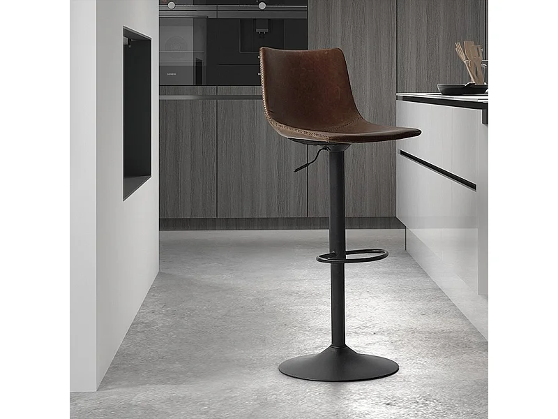 Tabouret de bar pivotant réglable Trevi PU brun
