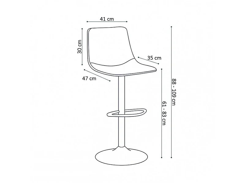 Tabouret de bar pivotant réglable Trevi PU brun