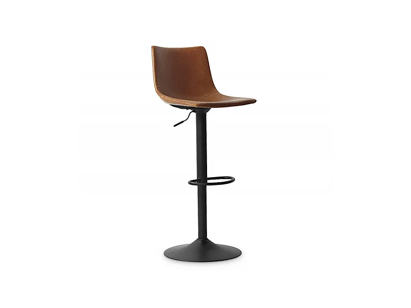 Tabouret de bar pivotant réglable Trevi PU cognac