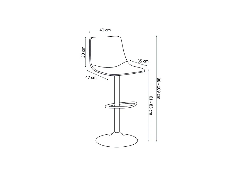 Tabouret de bar pivotant réglable Trevi PU cognac