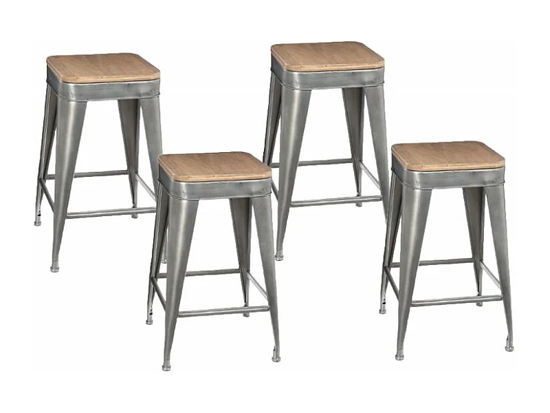 Lot de 4 Tabourets de Bar "Joris" 60cm Gris