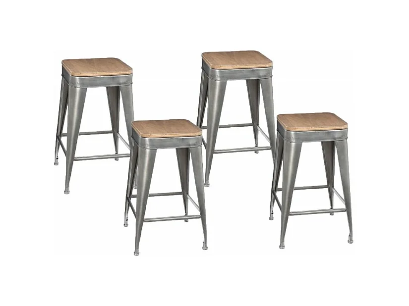 Lot de 4 Tabourets de Bar "Joris" 60cm Gris