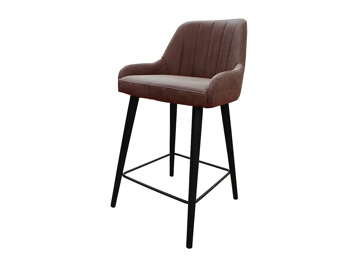 Tabouret de bar simili Portland marron pieds métal
