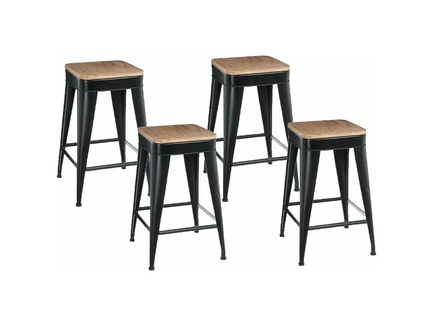 Lot de 4 Tabourets de Bar "Joris" 60cm Noir