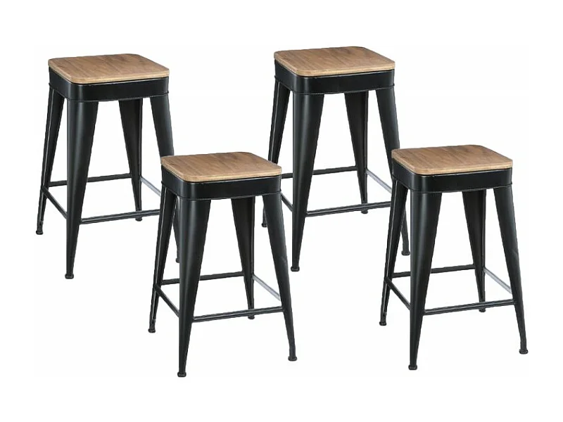 Lot de 4 Tabourets de Bar "Joris" 60cm Noir