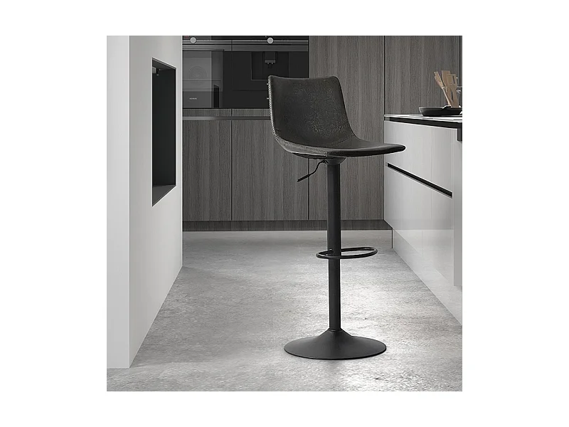 Tabouret de bar pivotant réglable Trevi PU noir