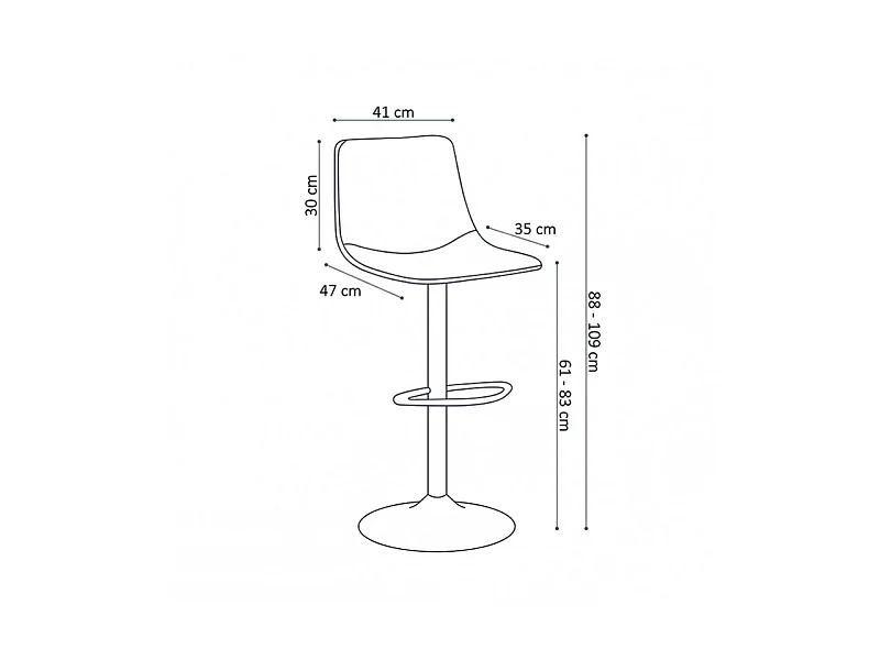 Tabouret de bar pivotant réglable Trevi PU noir