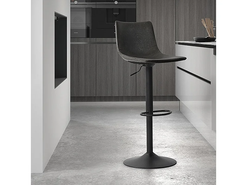 Tabouret de bar pivotant réglable Trevi PU noir