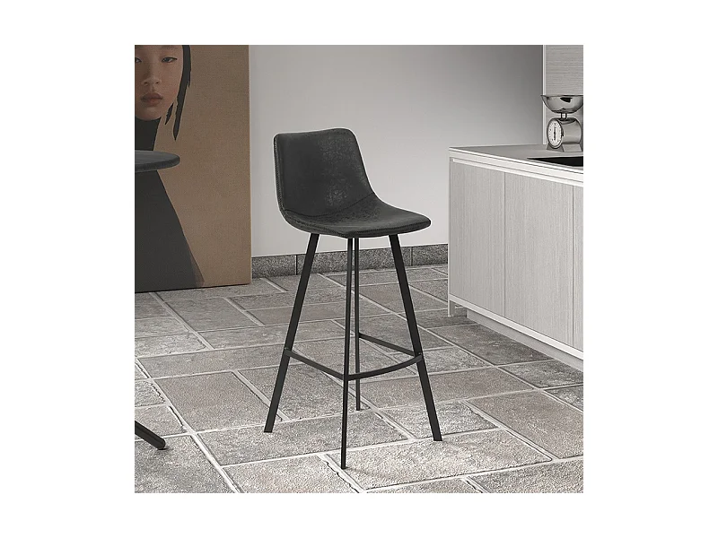 Tabouret de bar Ozan PU noir