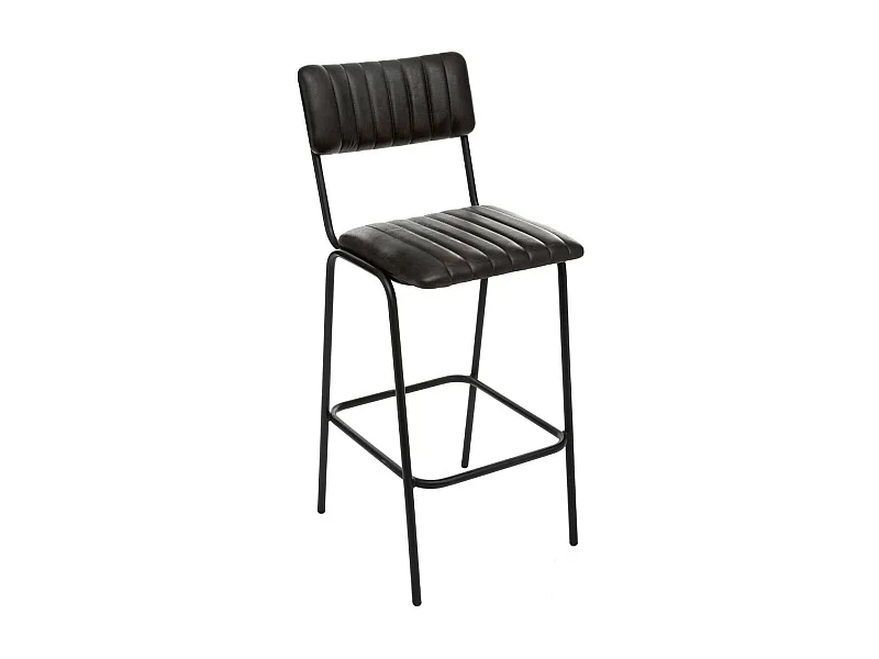 Chaise Tabouret de bar en Métal et Cuir Noir