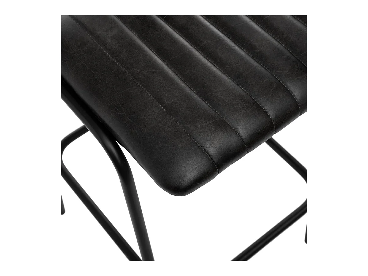 Chaise Tabouret de bar en Métal et Cuir Noir