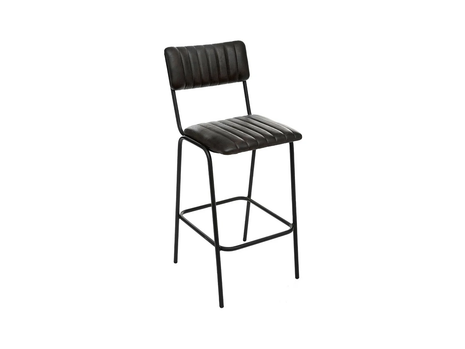 Chaise Tabouret de bar en Métal et Cuir Noir