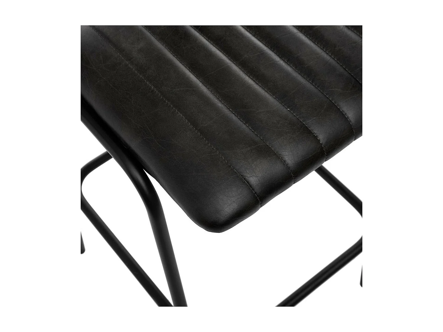 Chaise Tabouret de bar en Métal et Cuir Noir