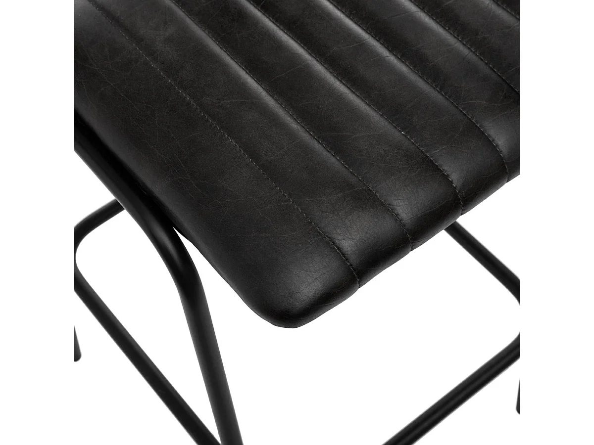 Chaise Tabouret de bar en Métal et Cuir Noir