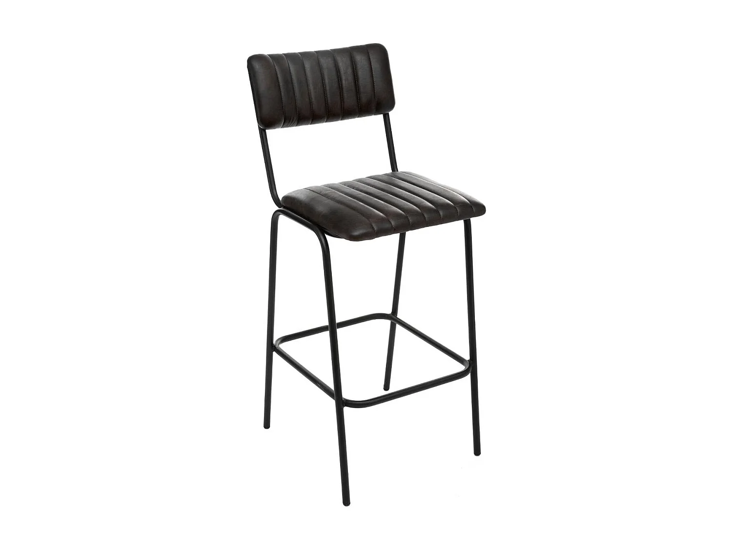 Chaise Tabouret de bar en Métal et Cuir Noir