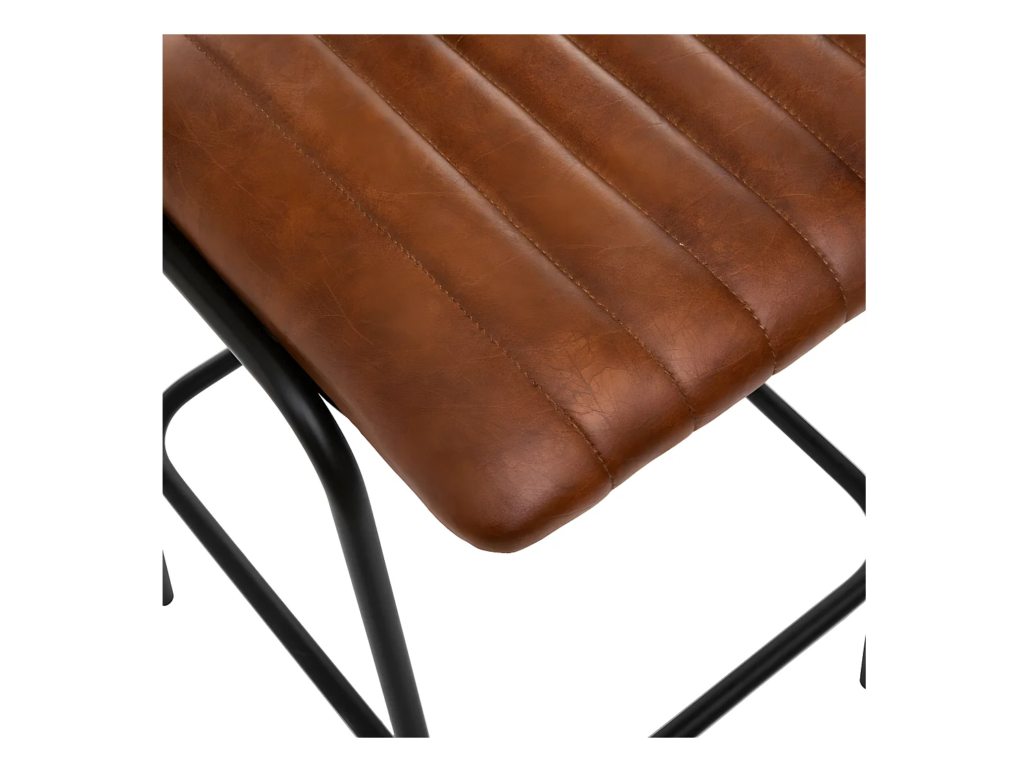 Chaise Tabouret de bar en  Métal et Cuir Marron cognac