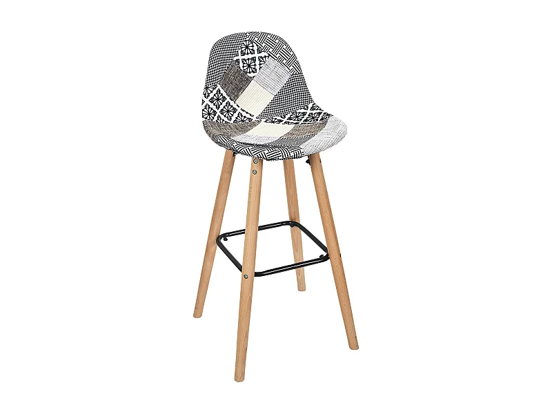 Tabouret De Bar Patchwork Gris Multicolore