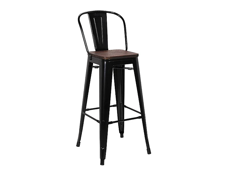 Tabouret de bar Oscar orme antique et noir