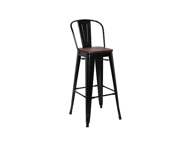 Tabouret de bar Oscar orme antique et noir