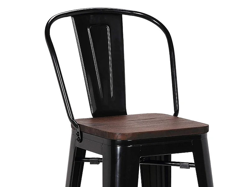 Tabouret de bar Oscar orme antique et noir