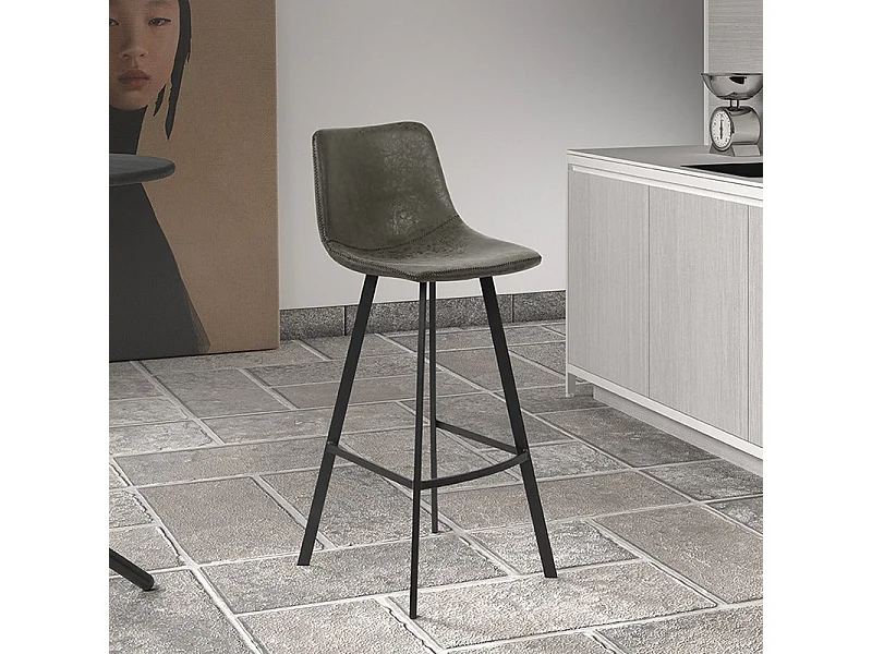 Tabouret de bar Ozan PU gris