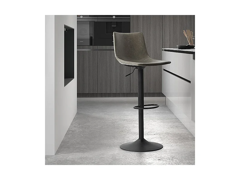 Tabouret de bar pivotant réglable Trevi PU gris