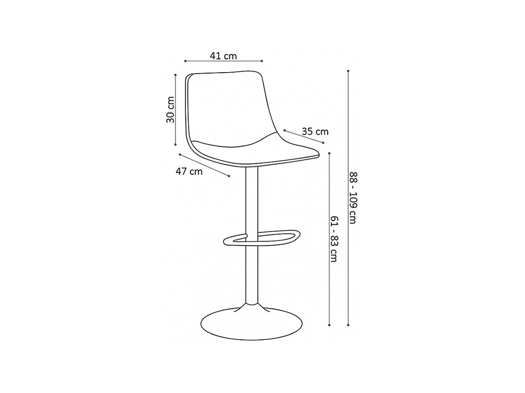 Tabouret de bar pivotant réglable Trevi PU gris