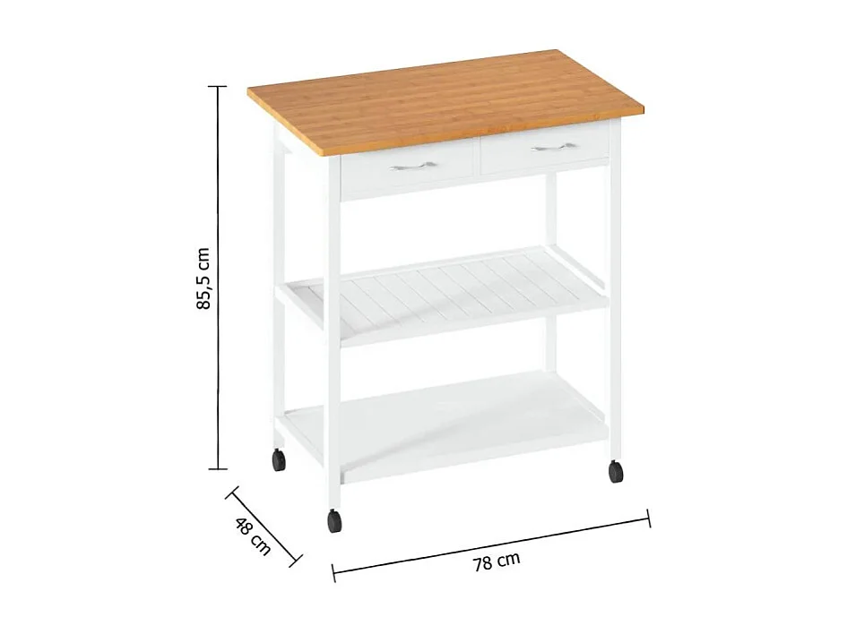 Desserte de Cuisine "Cuistot" 87cm Blanc
