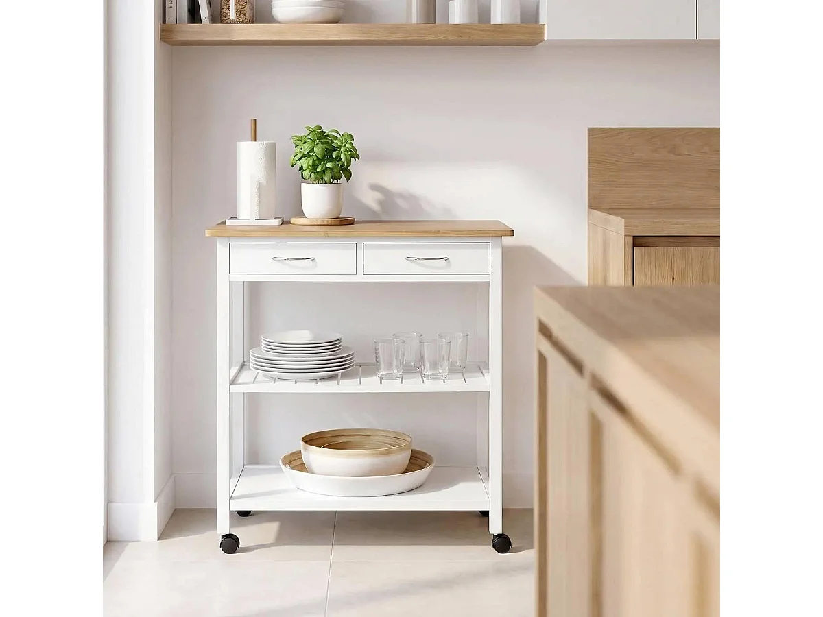 Desserte de Cuisine "Cuistot" 87cm Blanc