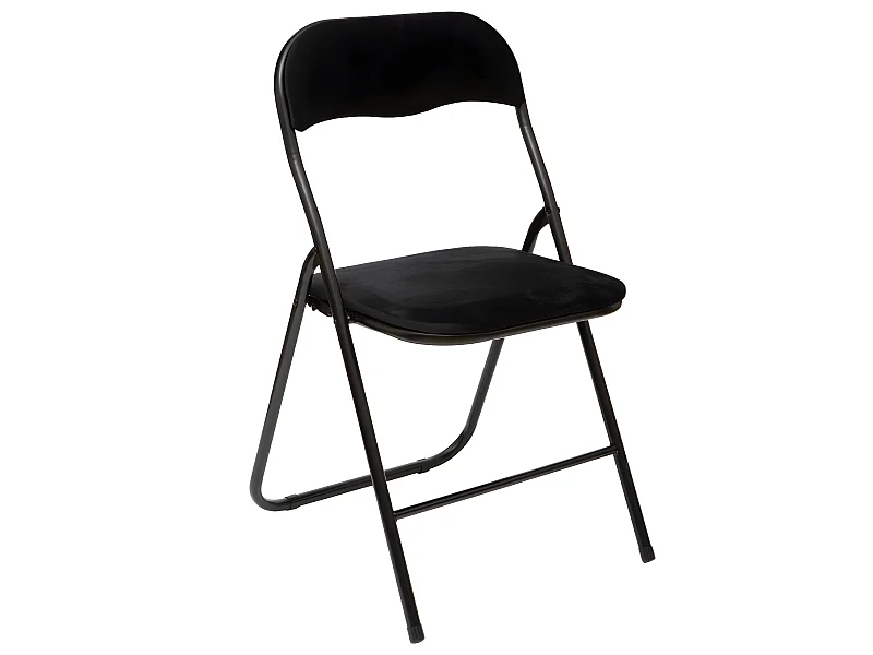 Chaise pliante confortable en métal et velours Noir H 79 cm