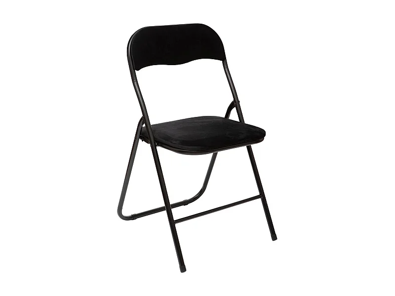 Chaise pliante confortable en métal et velours Noir H 79 cm