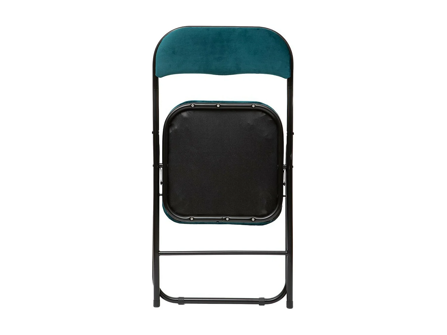 Chaise pliante confortable en métal et velours Bleu Canard H 79 cm