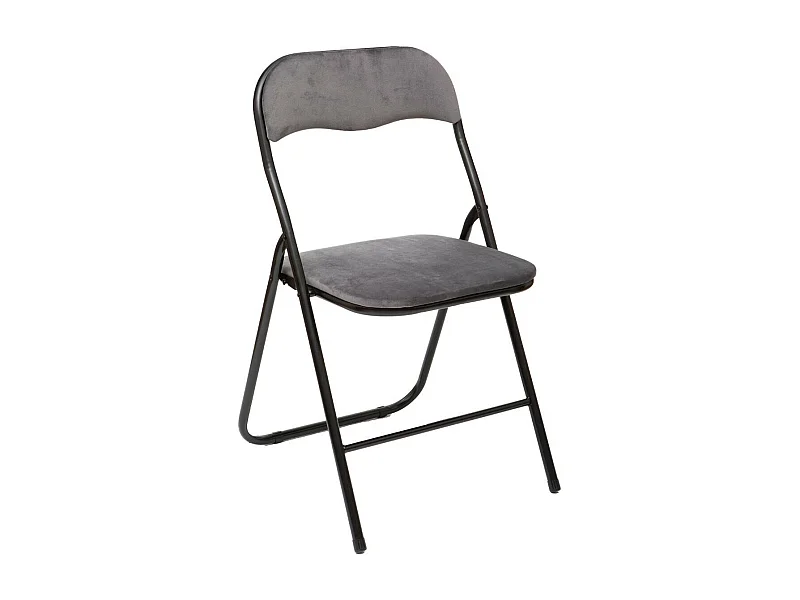 Chaise pliante confortable en métal et velours Gris H 79 cm