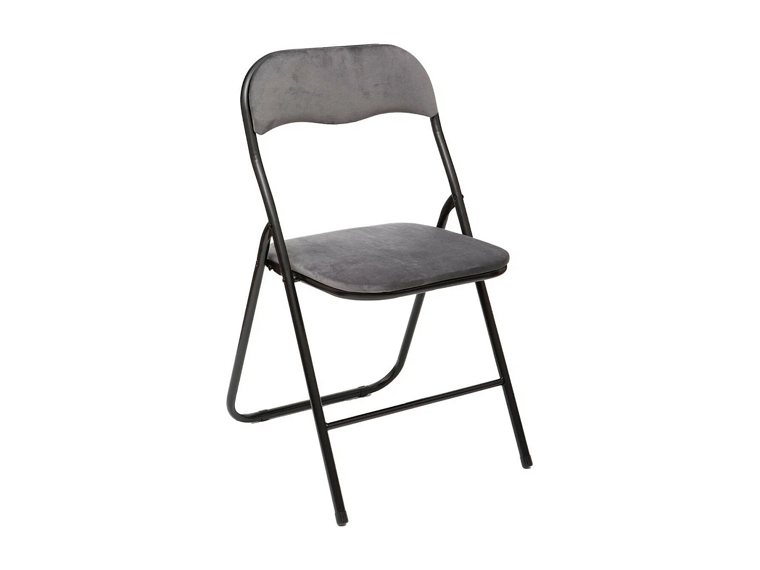 Chaise pliante confortable en métal et velours Gris H 79 cm
