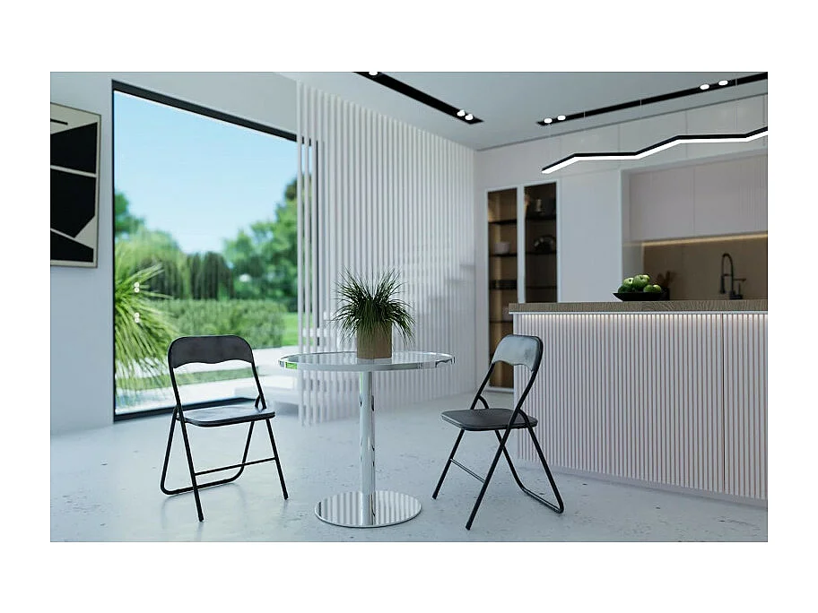 Chaise pliante confortable en métal et velours Gris H 79 cm