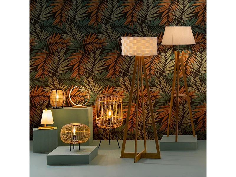 Lampe à Poser LED Bambou "Rond" 32cm Naturel